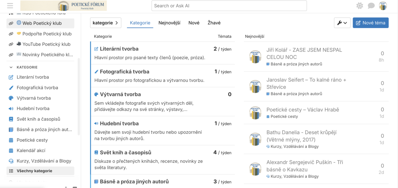 Pozvánka na nové Poetické fórum